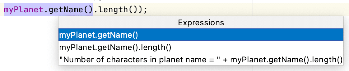 Extract Variable drop-down