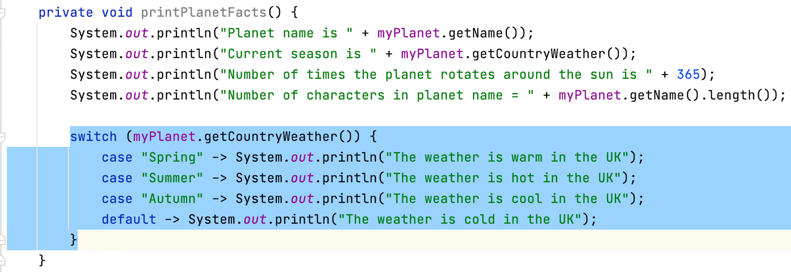 Extract Method selection