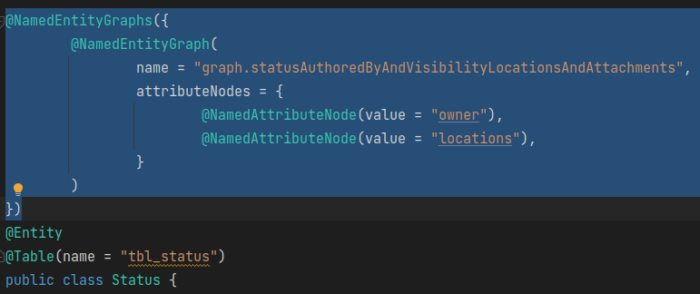 Annotating the Entity with @NamedEntityGraph