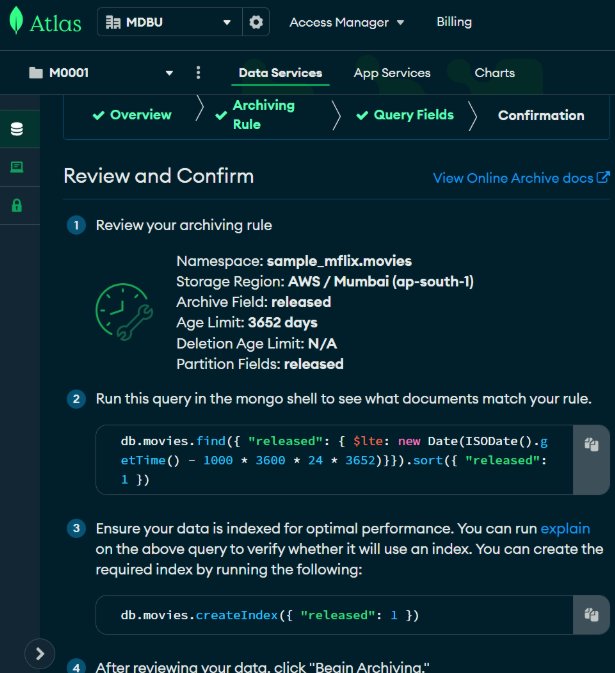 configure an online archive – Review and Confirm page