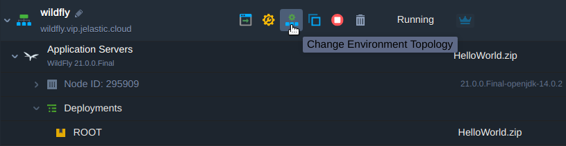 change wildfly environment topology