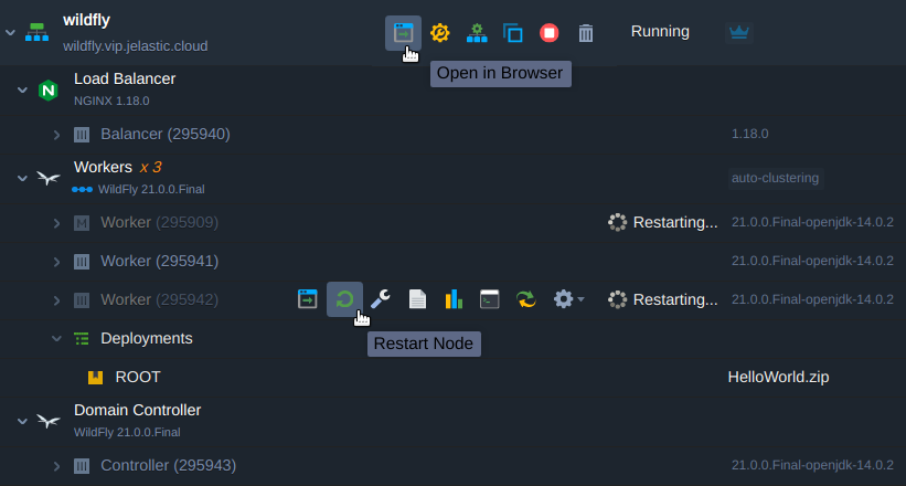 restart wildfly nodes