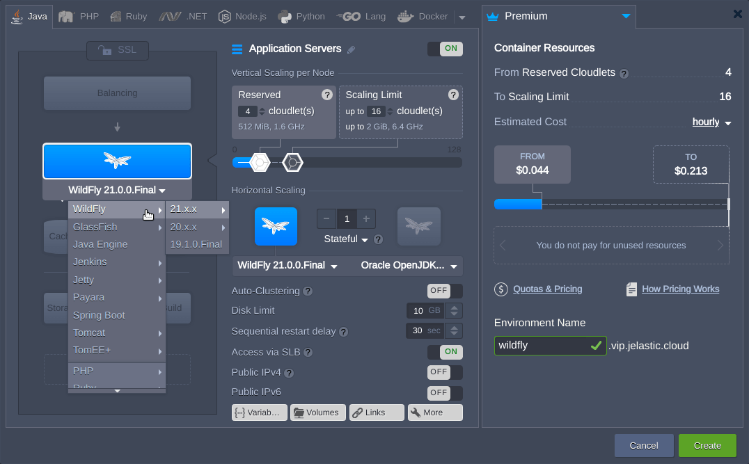 standalone wildfly via wizard