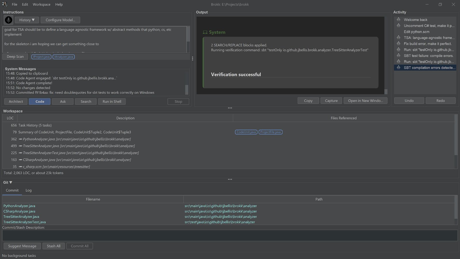 Brokk Interface Overview