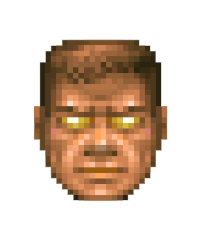 Screenshot of the marine from Doom with ‘god mode’ enabled