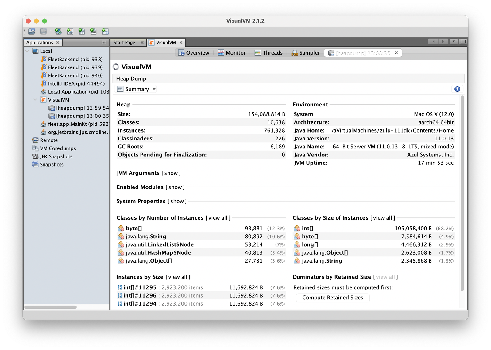 VisualVM Snapshot