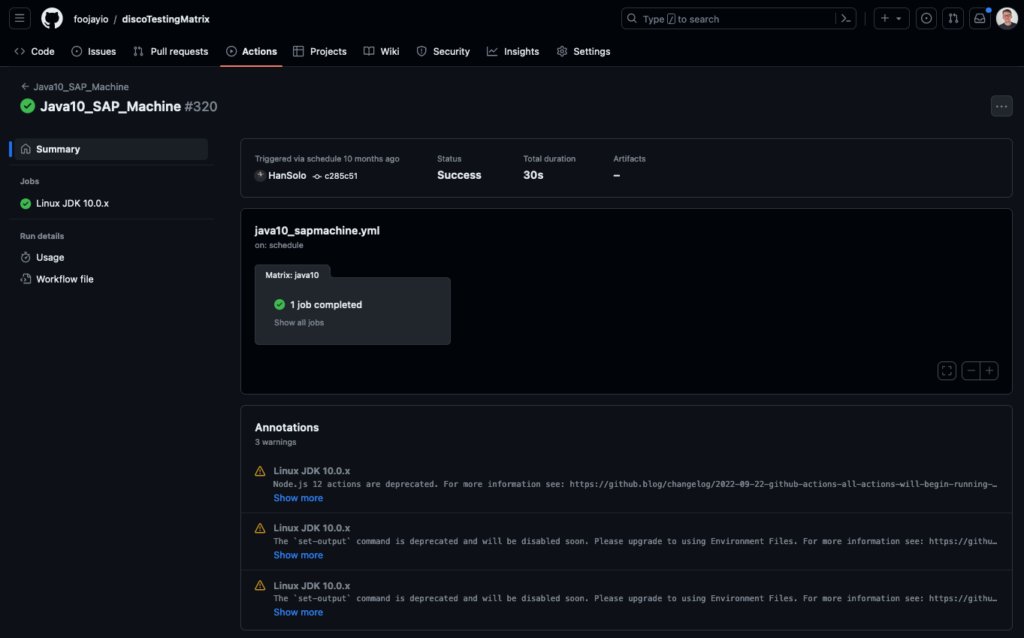 One of the GitHub Actions