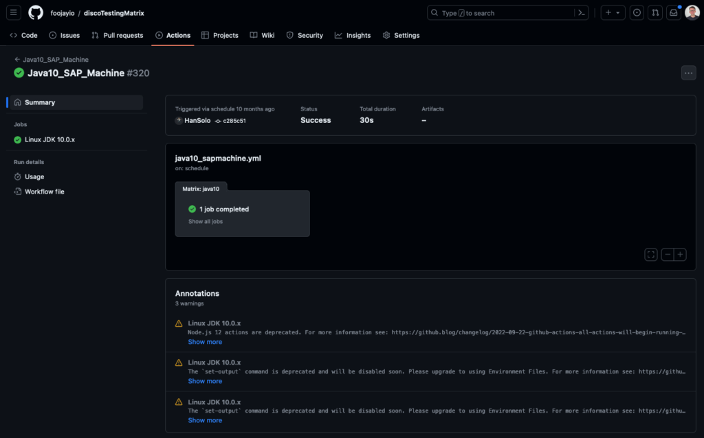 One of the GitHub Actions