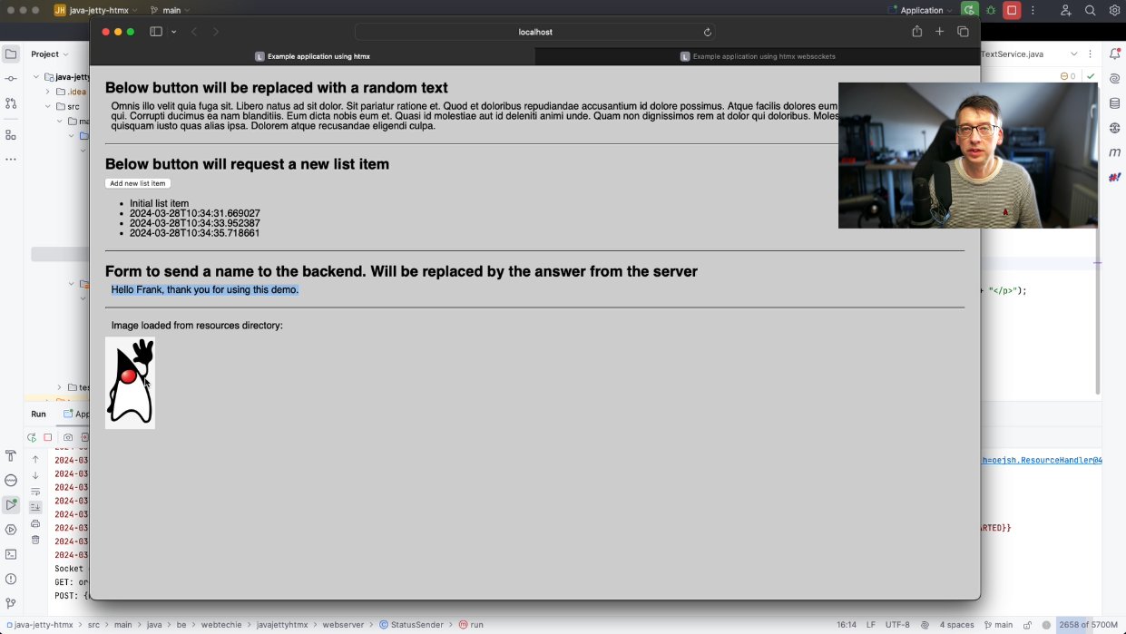 Example Java Application with Embedded Jetty and a htmx Website