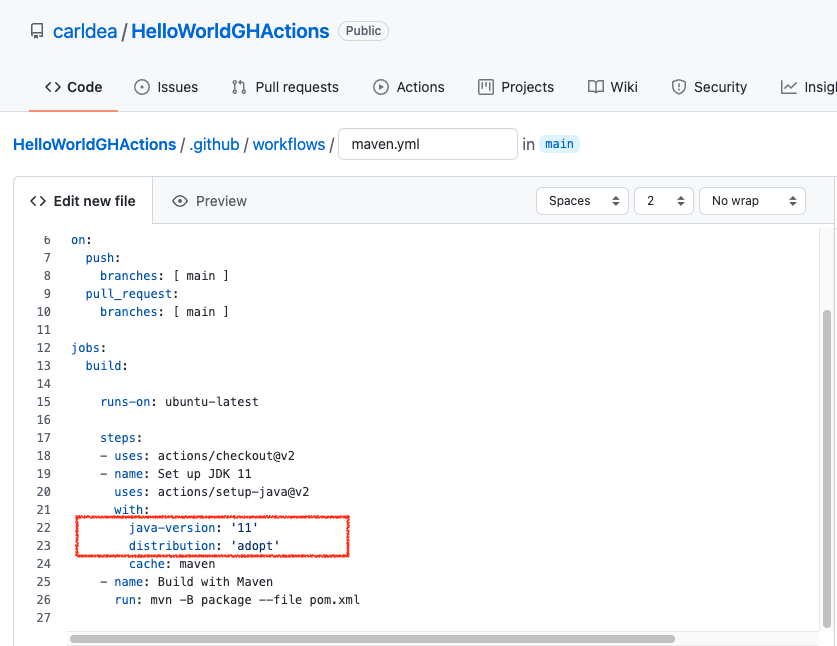 Setup-java@v2 Yaml