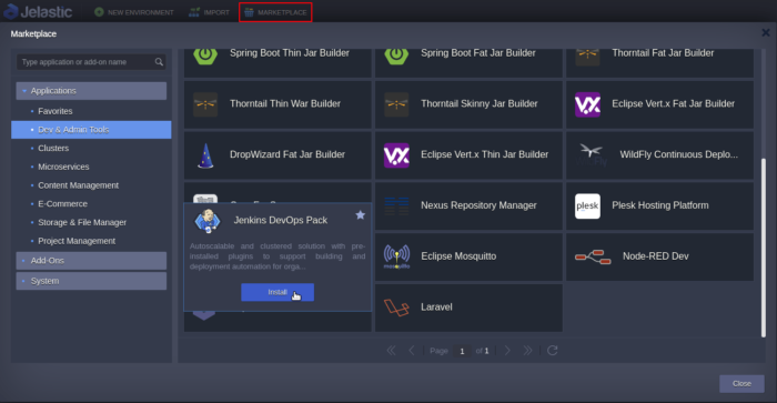 Jenkins Cluster Marketplace