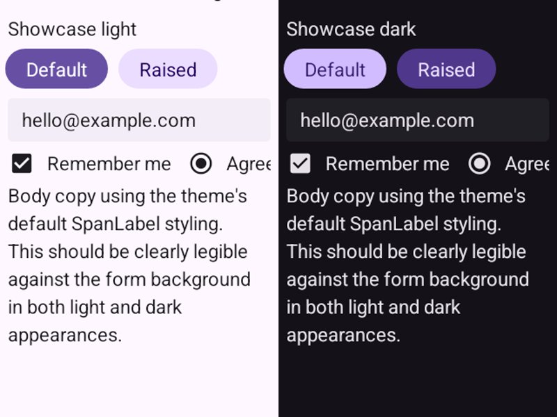 Android Material 3 theme — light and dark