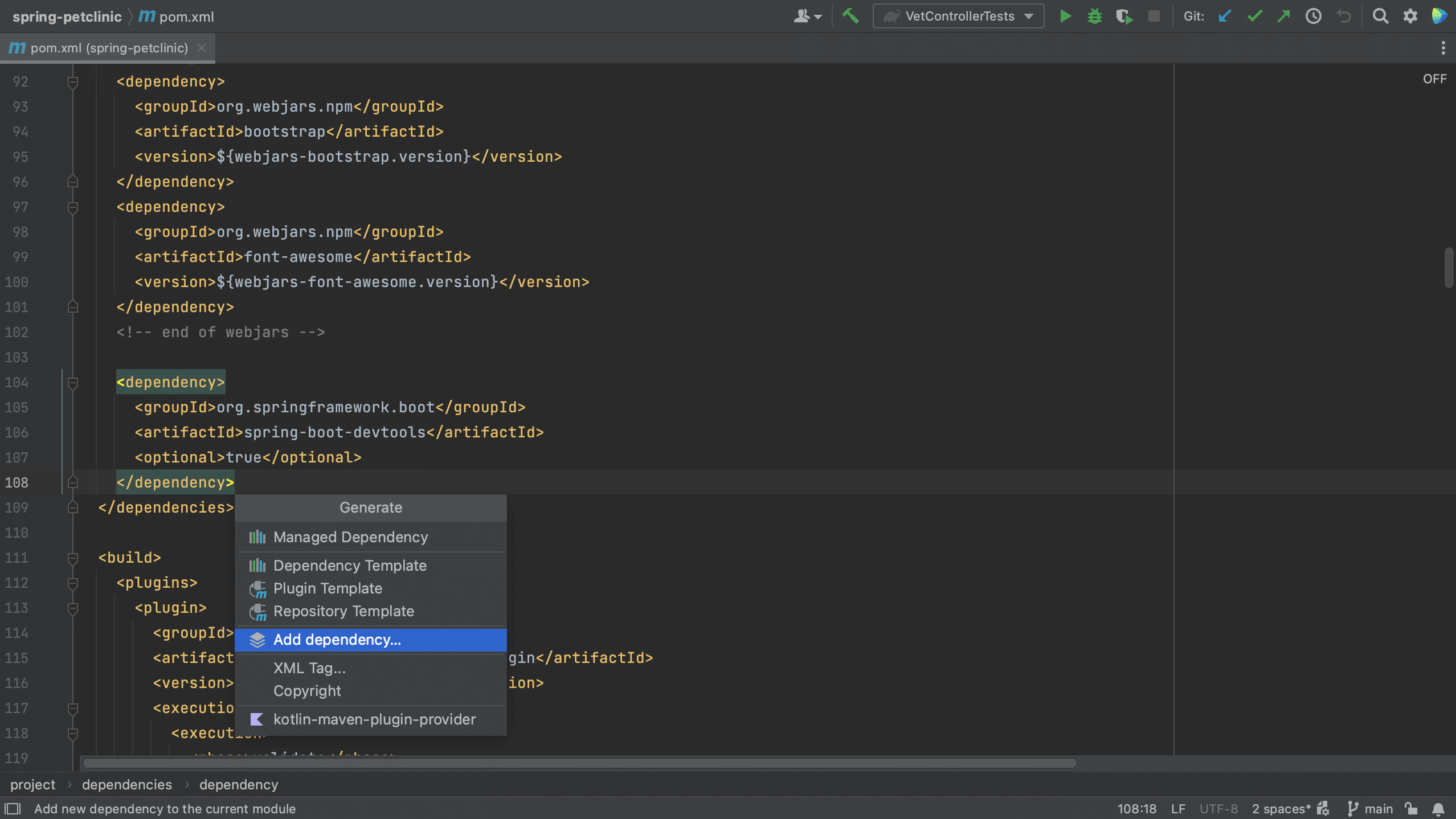 Invoke Package Search in pom.xml