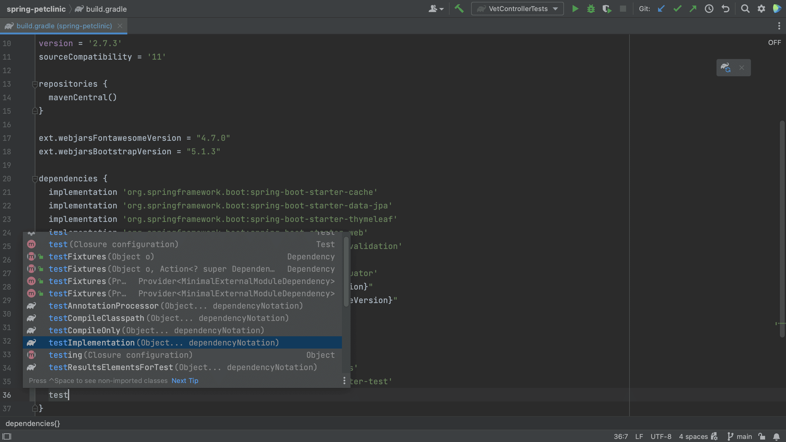 Code completion in build.gradle