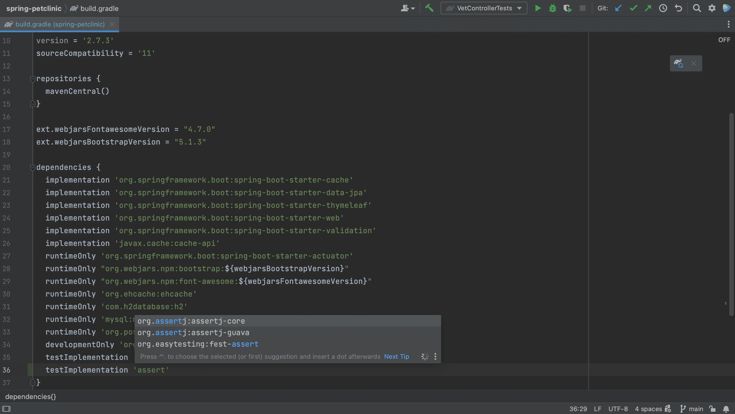Code completion in build.gradle