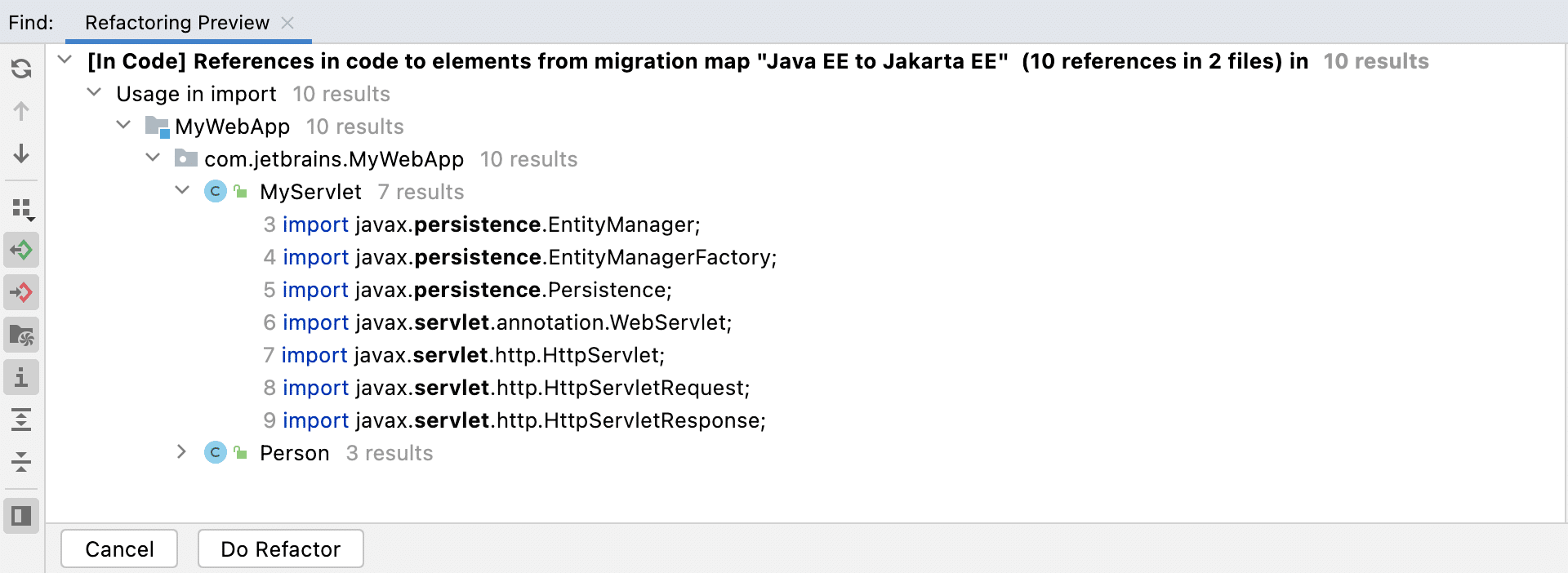 IntelliJ IDEA Refactoring Preview