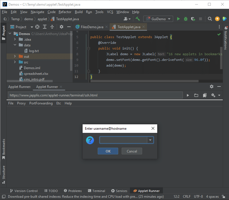 SSH (Secure shell) in IntelliJ IDEA