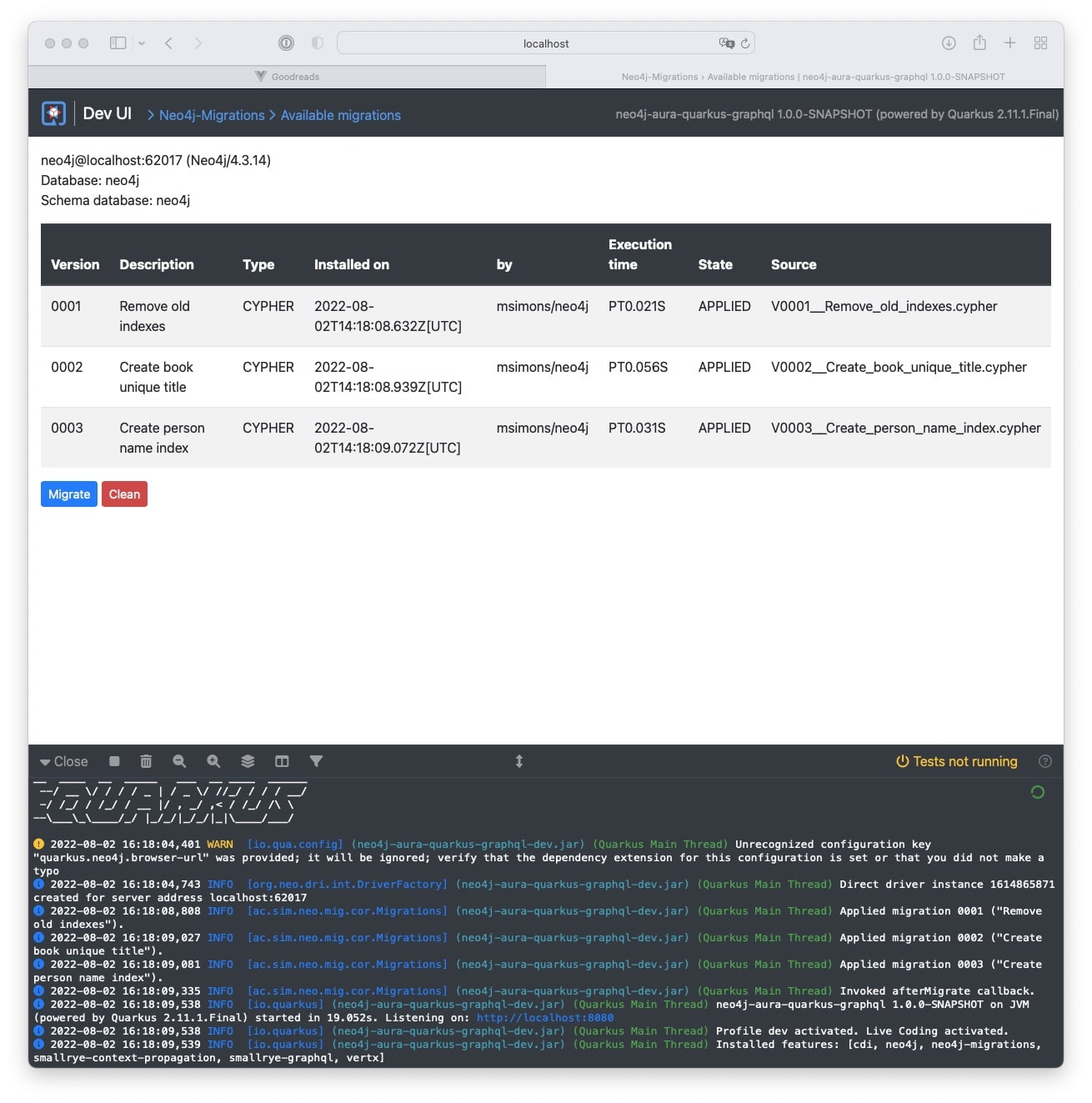migrations ui