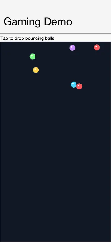 The gaming API physics demo, Box2D bodies driving sprites