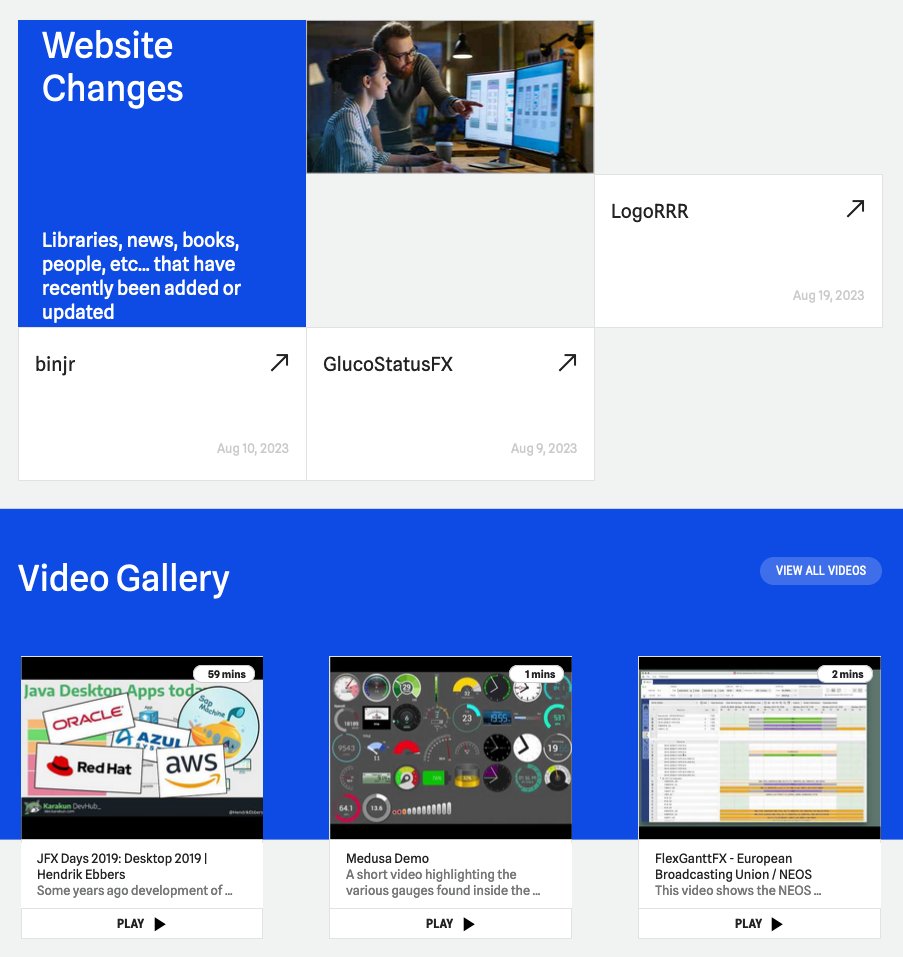 Some of the highlights on the homepage