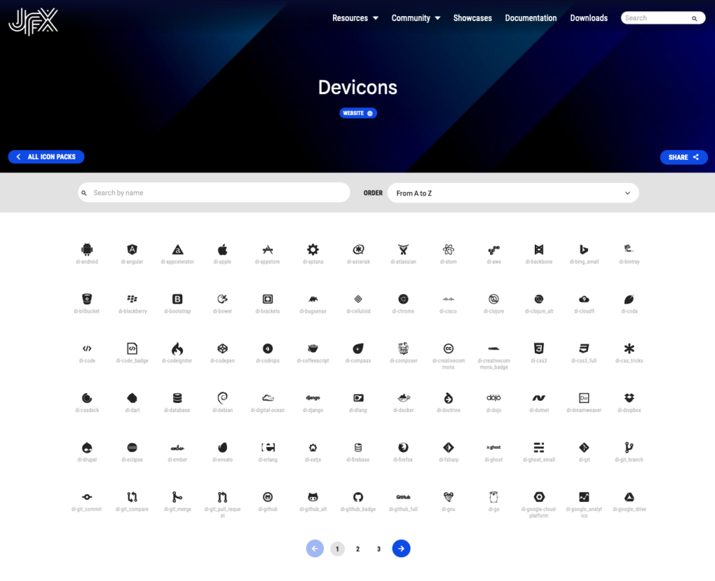 All the icons in the Devicons pack