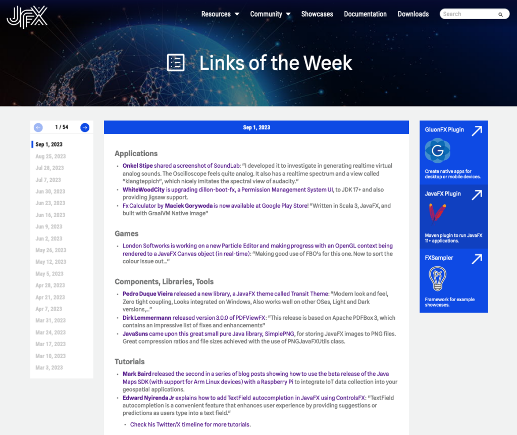 History of the Links Of The Week on JFX Central