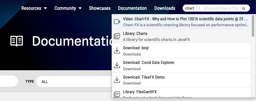 Search box with an example search