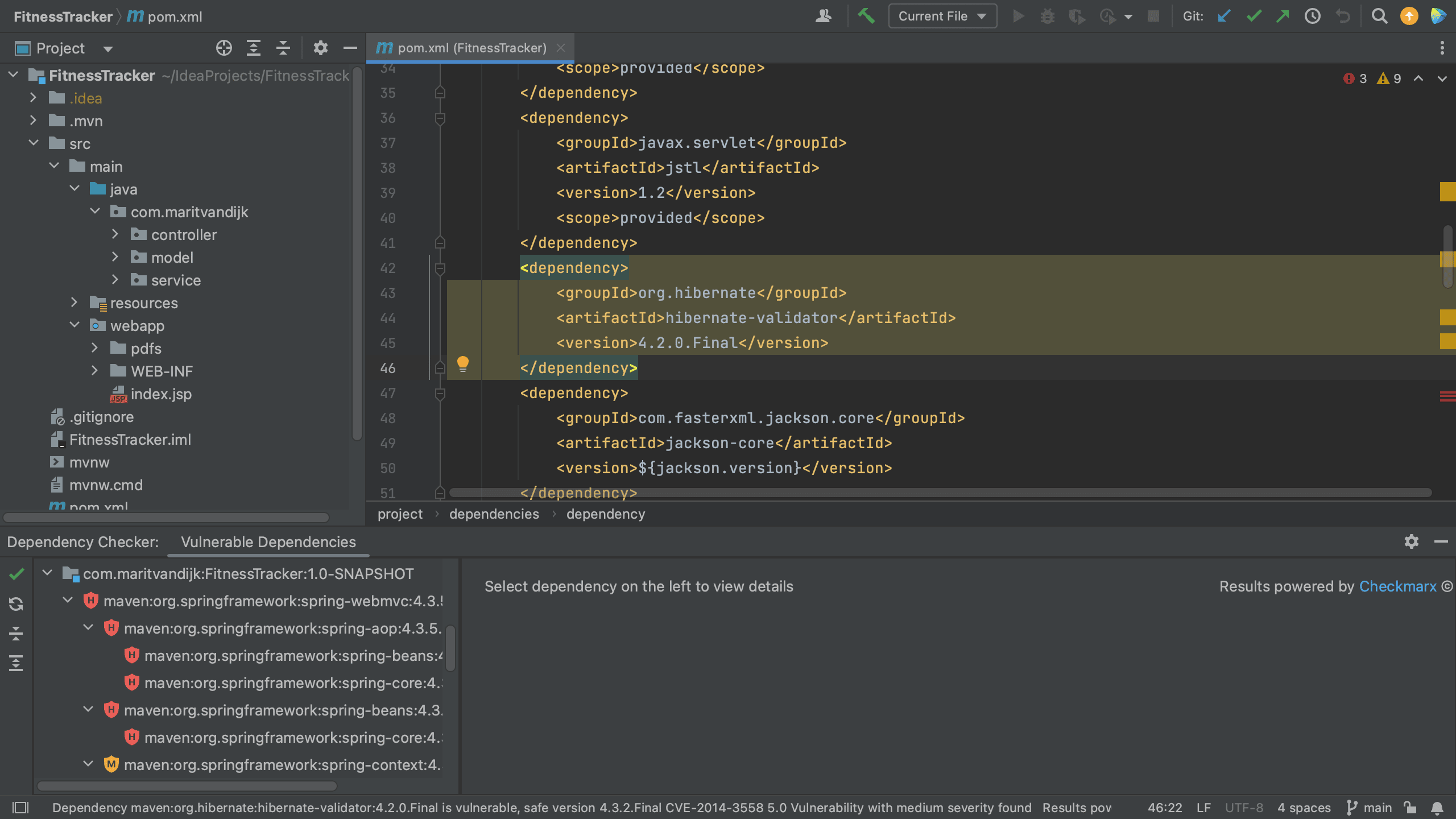 Vulnerable Dependencies tool window dependency hierarchy view Vulnerable Dependencies tool window dependency hierarchy view