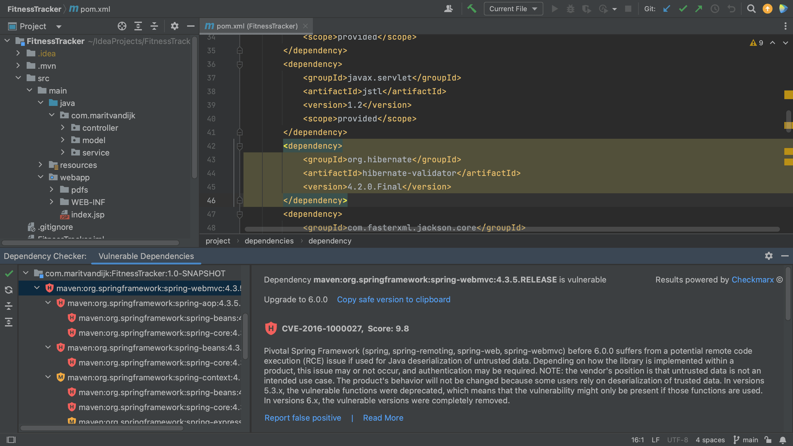 Vulnerable Dependencies tool window details Vulnerable Dependencies tool window details