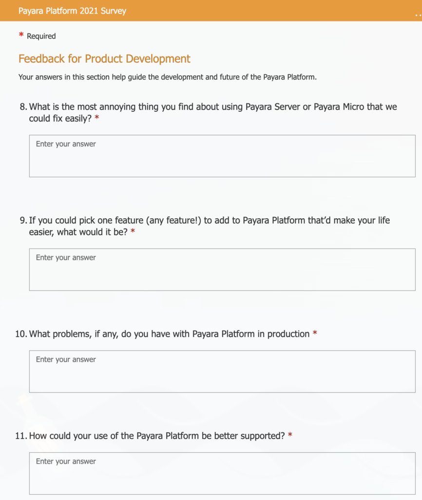 Payara Platform 2021 Survey Ready For You!