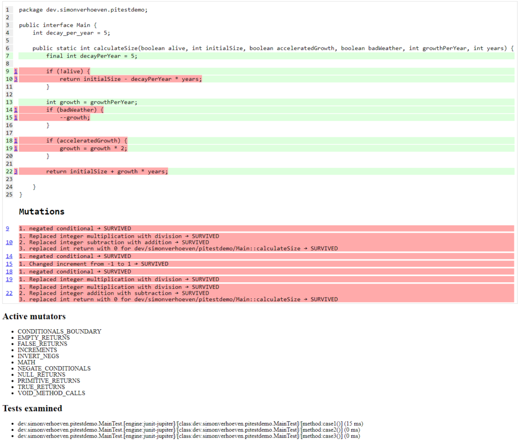 A mutation coverage report