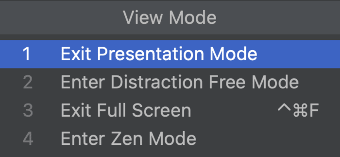Exit Presentation Mode in Quick Switch Scheme