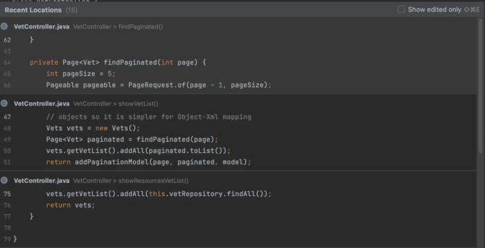 Recent Locations in IntelliJ IDEA
