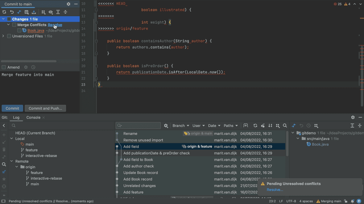 Changes Commit Tool Window
